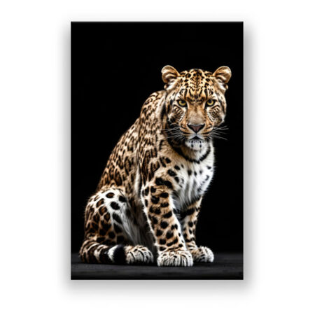 Tier Leopard wartet, isoliert im Dunkeln Abstrakte Kunst Wandbild