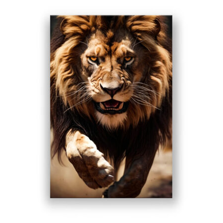 Porträt eines angriffs bereiten Löwen, Katzentier Abstrakte Kunst Wandbild