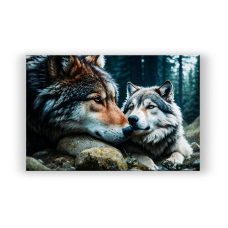 Wolfliebende Familie, Tier motive Modern Art Wandbild