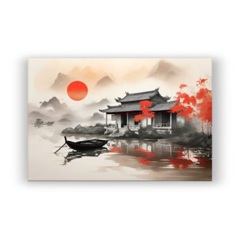 Chinese River Painting Japanisch & Asiatisch Wandbild