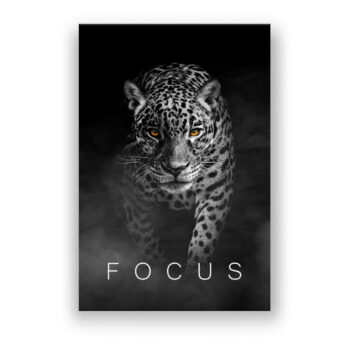 Portrait of the Leopard , Tier Schwarz-Weiss Beeindruckendes Tier Motivation Art Wandbild