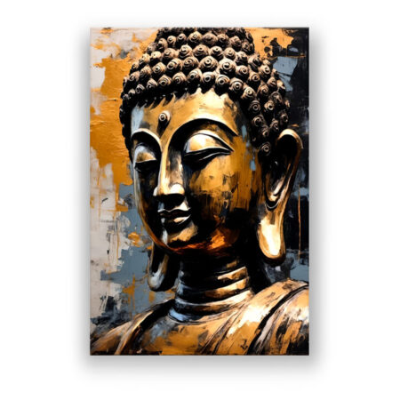 Religiöses Symbol des Buddhismus, Buddha-Meditation black and gold Abstrakte Kunst Wandbild