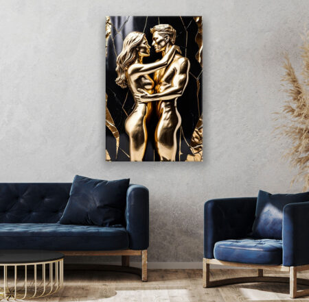 Liebe zwischen Menschen in goldenem und schwarzem Luxus Abstrakte Kunst Wandbild