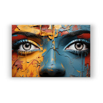 Gesicht der Kontraste: Ein Spiel aus Grafitti und Acryl auf der Leinwa Abstrakte Kunst Wandbild