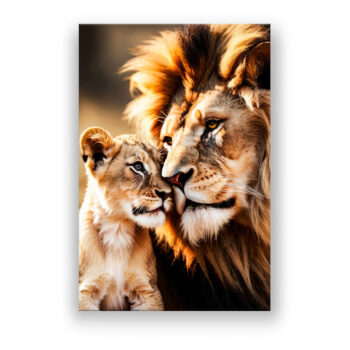 Der Löwe und sein Junges, die Liebe des Vaters, die Tierfamilie Abstrakte Kunst Wandbild
