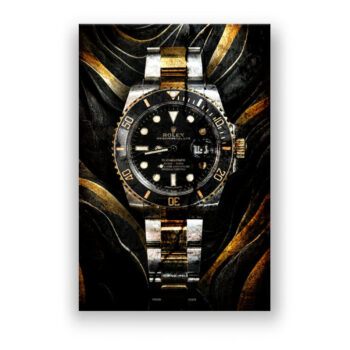 Goldene Markenuhr, Luxusuhr, Bild, das Luxus repräsentiert Abstrakte Kunst Wandbild
