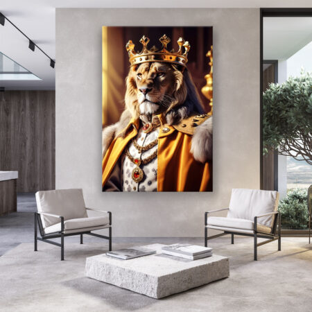 Portrait of the Lion King War , King crown Imperial Roman Abstrakte Kunst Wandbild