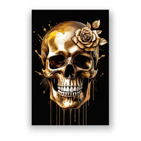 Totenkopf mit Gold, Kunst, die Luxus repräsentiert, abstrakte Kunst Abstrakte Kunst Wandbild