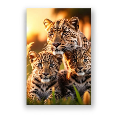 Der familienliebende Leopard, der Leopard und das Leopardbaby , tier Modern Art Wandbild