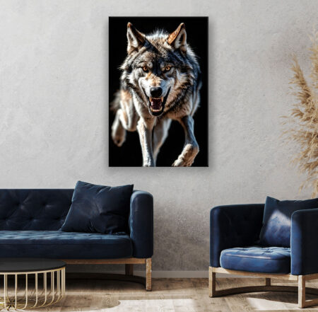 Porträt eines angreifenden Wolfes Abstrakte Kunst Wandbild
