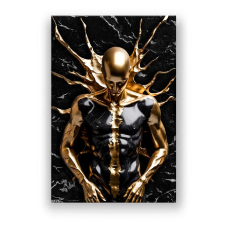 Abstrakter menschlicher Körper in Gold und Schwarz, Luxuskunst Abstrakte Kunst Wandbild