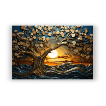 Baum im Goldrausch Abstrakte Kunst Wandbild