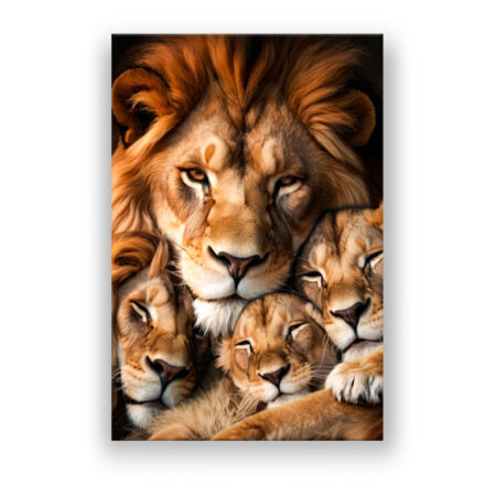 Der familienliebende Löwe, der Löwe und das Löwenbaby , tier Abstrakte Kunst Wandbild