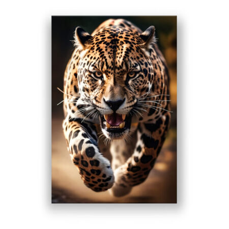 Tier Porträt eines Leoparden, bereit zum Angriff, wildes Tier Modern Art Wandbild