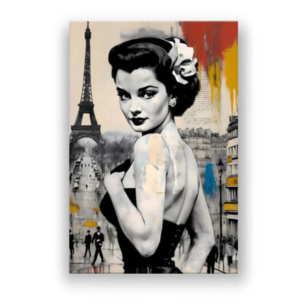 Frau in Paris Collage Malerei Wandbild