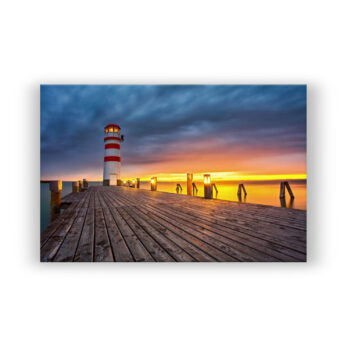 Sonnenuntergang am Leuchtturm Fotografie Wandbild