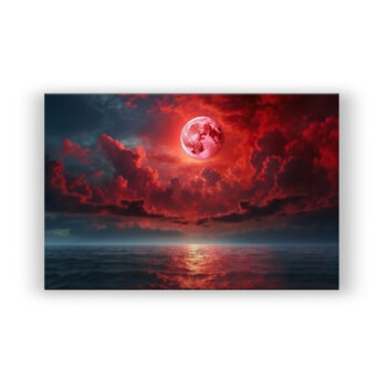 Red Moon – Clouds III Abstrakte Kunst Wandbild