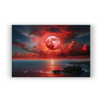 Red Moon – Clouds II Abstrakte Kunst Wandbild