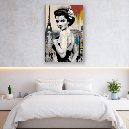 Frau in Paris Collage Malerei Wandbild