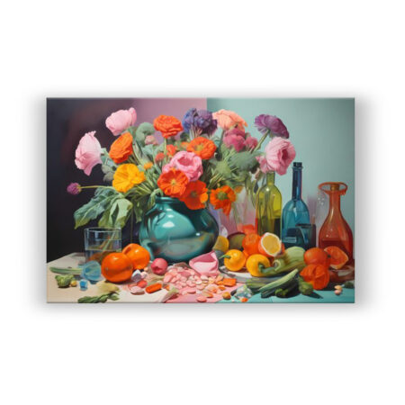 Stillleben mit Blütenblätter und Tabletten Küche Wandbild