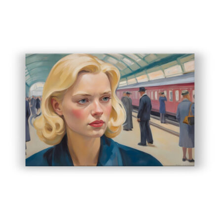 Frau am Bahnhof Malerei Wandbild