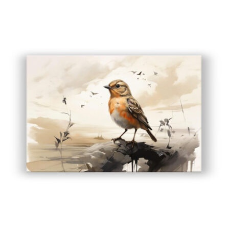 Little Bird Brush Painting 4 Malerei Wandbild