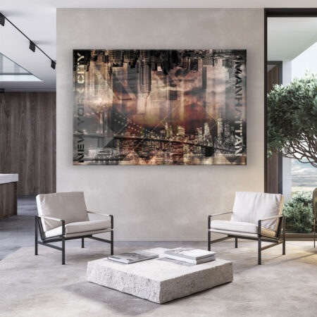 Modern Art MANHATTAN SKYLINES Vintage Fotografie Wandbild