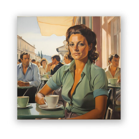 Portrait einer Frau im italienischen Café Portrait Wandbild