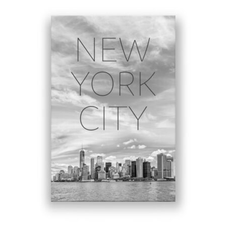 NYC Lower Manhattan & Hudson River | Text & Skyline Fotografie Wandbild