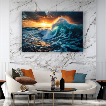 Welle im Abendlicht Fotografie Wandbild