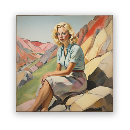 Frau am Berg Landschaft Wandbild