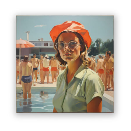 Frau am Pool Malerei Wandbild