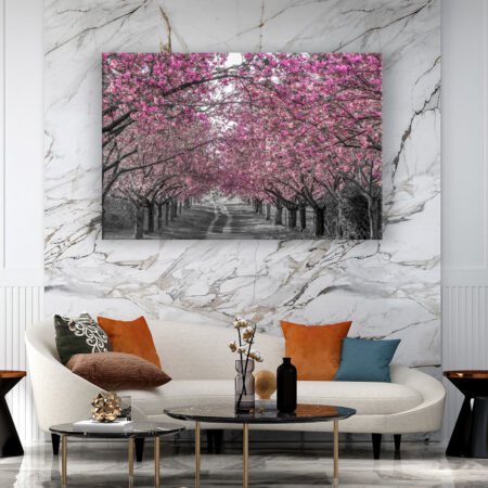Wunderschöne Kirschblütenallee in pink Fotografie Wandbild