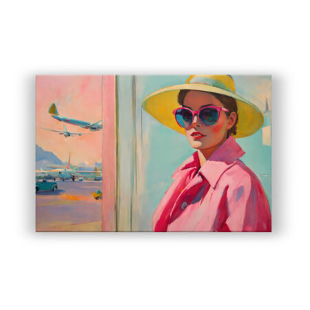 Frau am Flughafen Malerei Wandbild