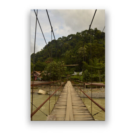 Brücke über den Bahorok-Fluss Bukit Lawang im indonesischen Regenwald Fotografie Wandbild