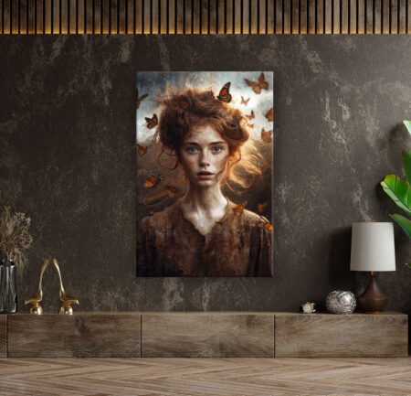 Beauty mit Schmetterlingen Malerei Wandbild