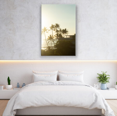 Sonnenaufgang mit Palmen in Sri Lanka Fotografie Wandbild