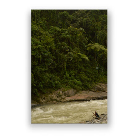 Fischer am Bahorok-Fluss Bukit Lawang im indonesischen Regenwald Fotografie Wandbild