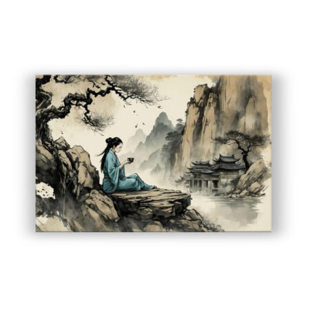 TRADITIONAL CHINESE PAINTING – WOMAN TEA Abstrakte Kunst Wandbild