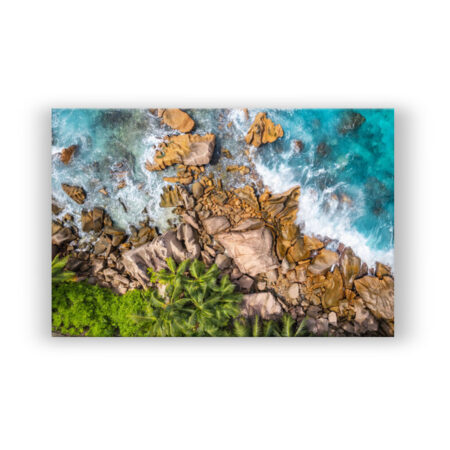 Luftaufnahme von La Digue, Seychellen Fotografie Wandbild