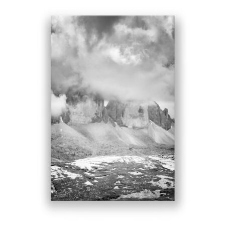 Drei Zinnen in den Wolken, Dolomiten Fotografie Wandbild