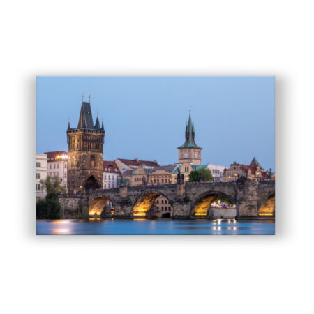 Prag – die Karlsbrücke nach Sonnenuntergang Fotografie Wandbild