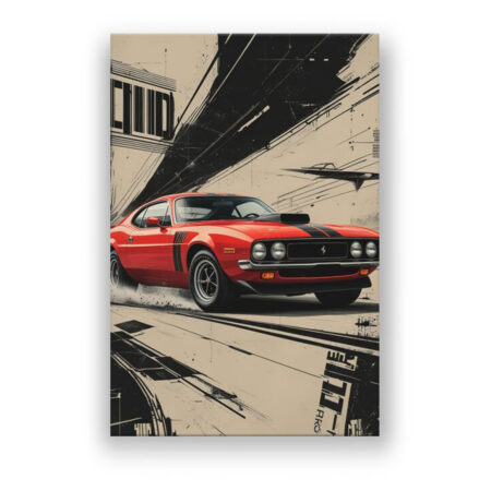 RED MUSTANG v3 Abstrakte Kunst Wandbild