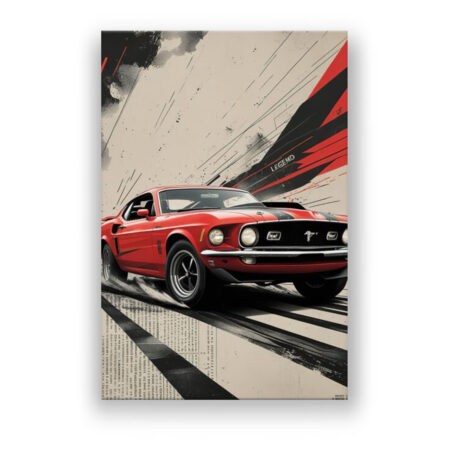 RED MUSTANG v2 Abstrakte Kunst Wandbild