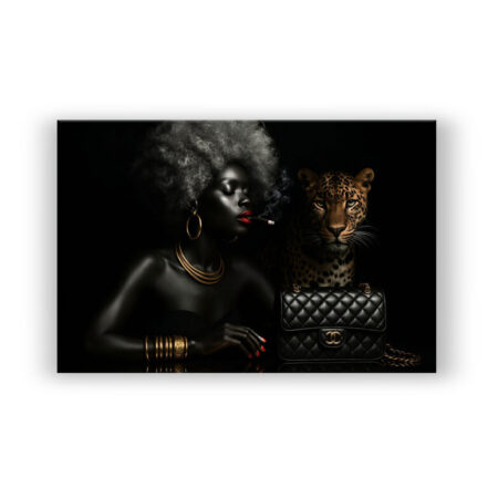 Mode Afrikanische Frau mit Goldschmuck Modern Art Wandbild