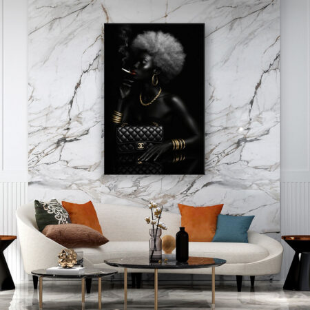 Mode Afrikanische Frau mit Goldschmuck Modern Art Wandbild