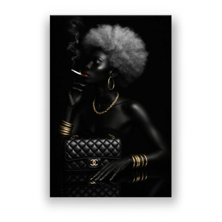 Mode Afrikanische Frau mit Goldschmuck Modern Art Wandbild